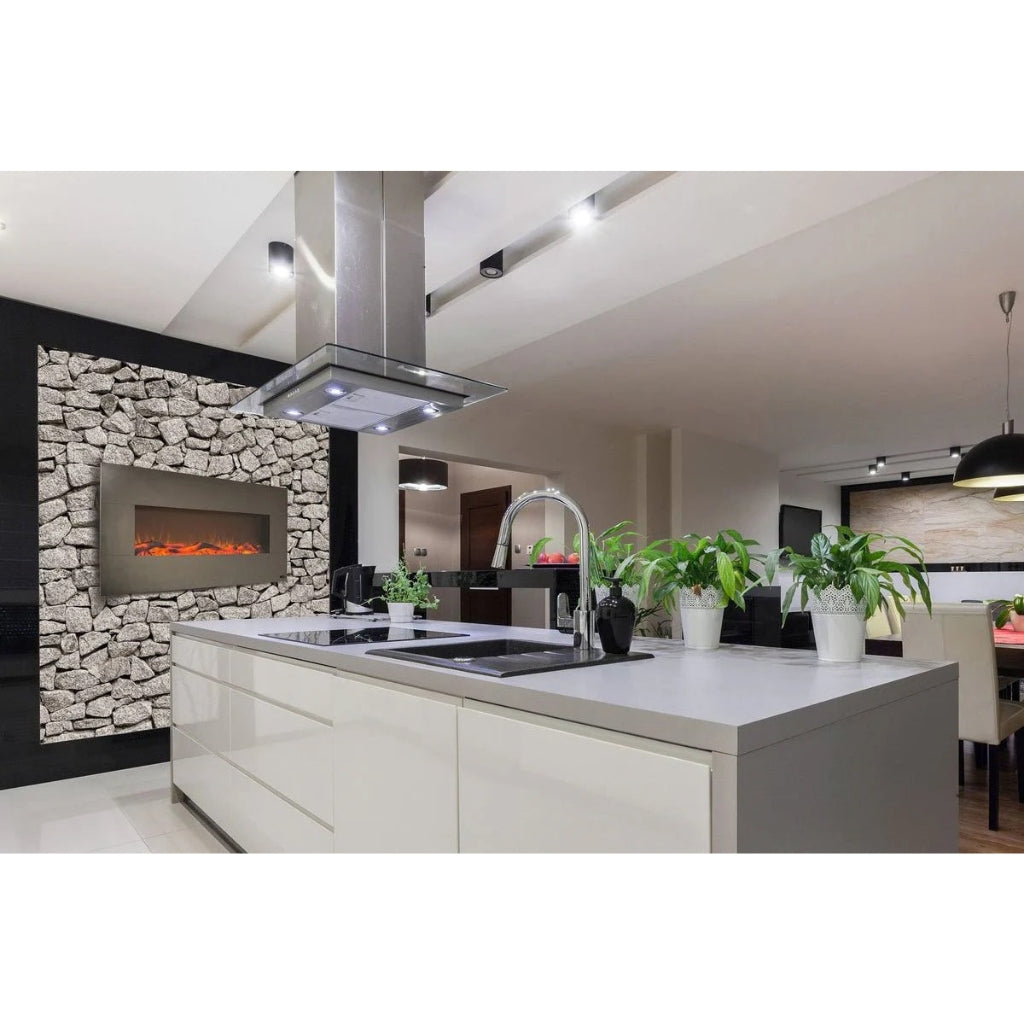 Touchstone Onyx 50" Stainless Steel Electric Fireplace