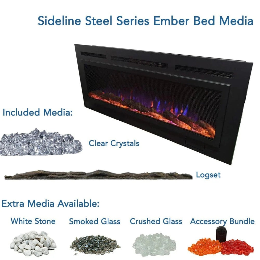 Touchstone Sideline Steel 60" Recessed Electric Fireplace with Non Reflective Mesh Screen
