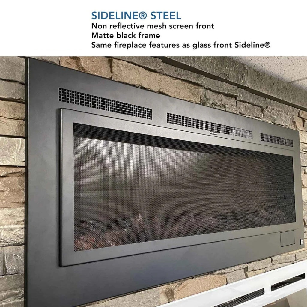 Touchstone Sideline Steel 60" Recessed Electric Fireplace with Non Reflective Mesh Screen