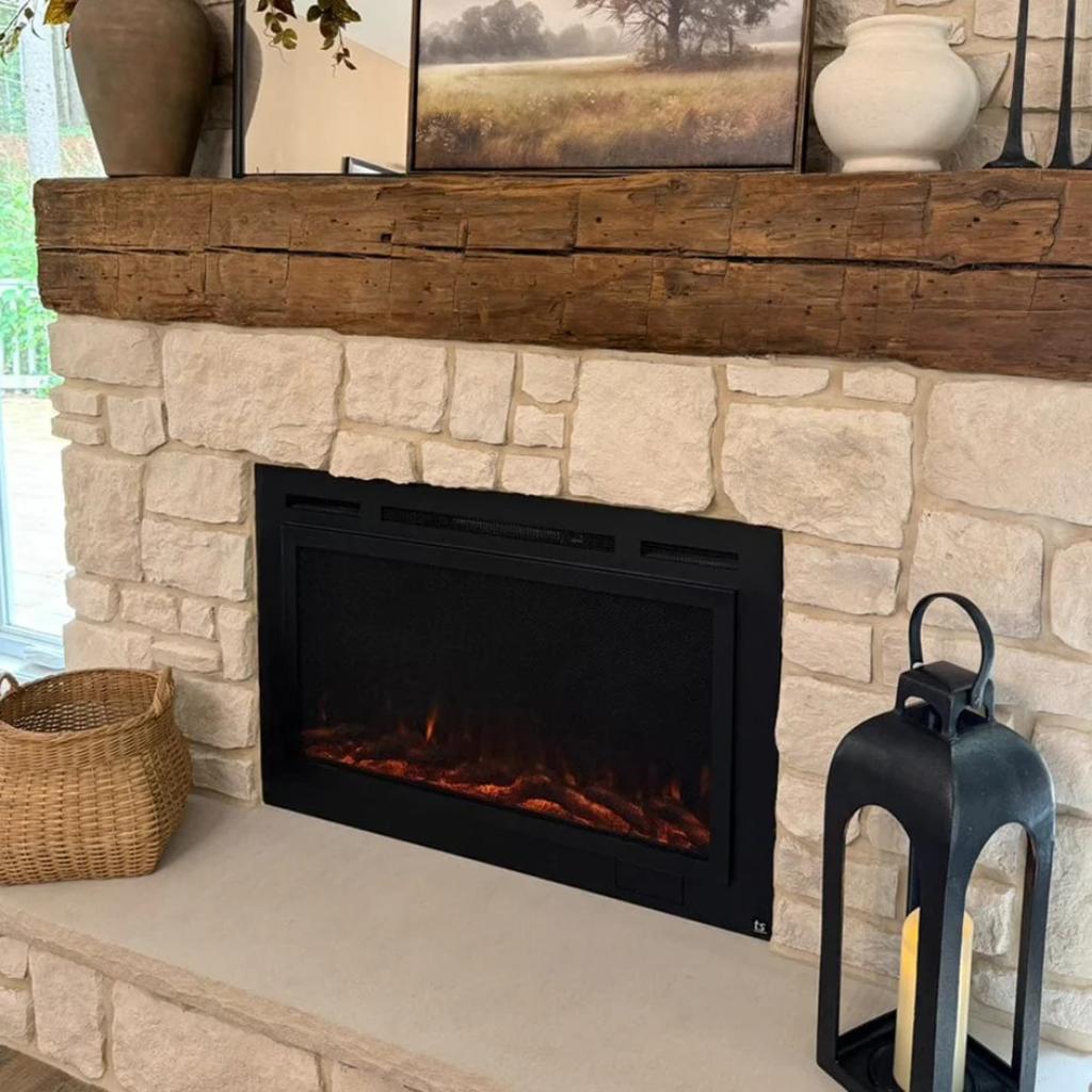 Touchstone Forte Steel 40" Recessed Electric Fireplace with Non Reflective Mesh Screen
