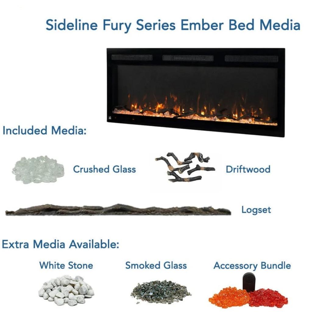 Touchstone Sideline Fury 50" Slim-Depth Recessed Smart Electric Fireplace