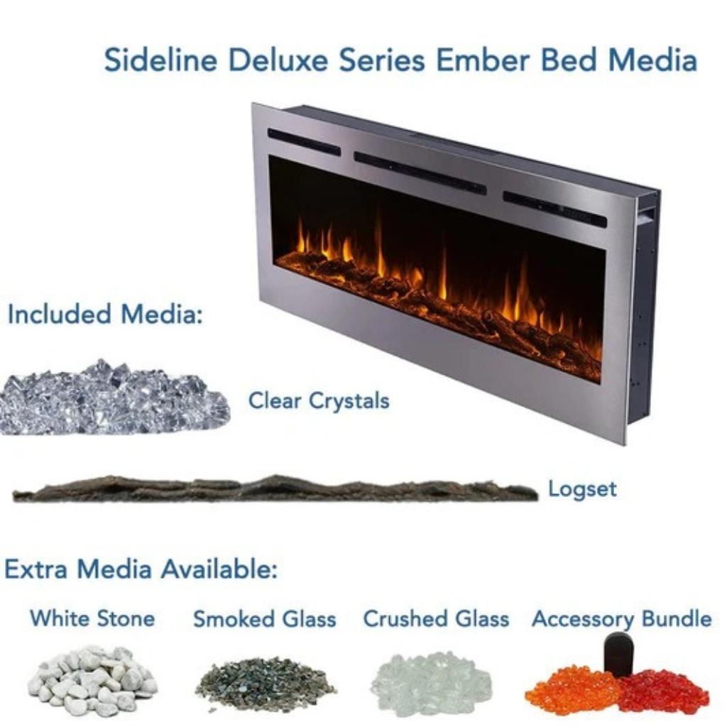 Touchstone Sideline Deluxe Stainless Steel 60" Recessed Smart Electric Fireplace