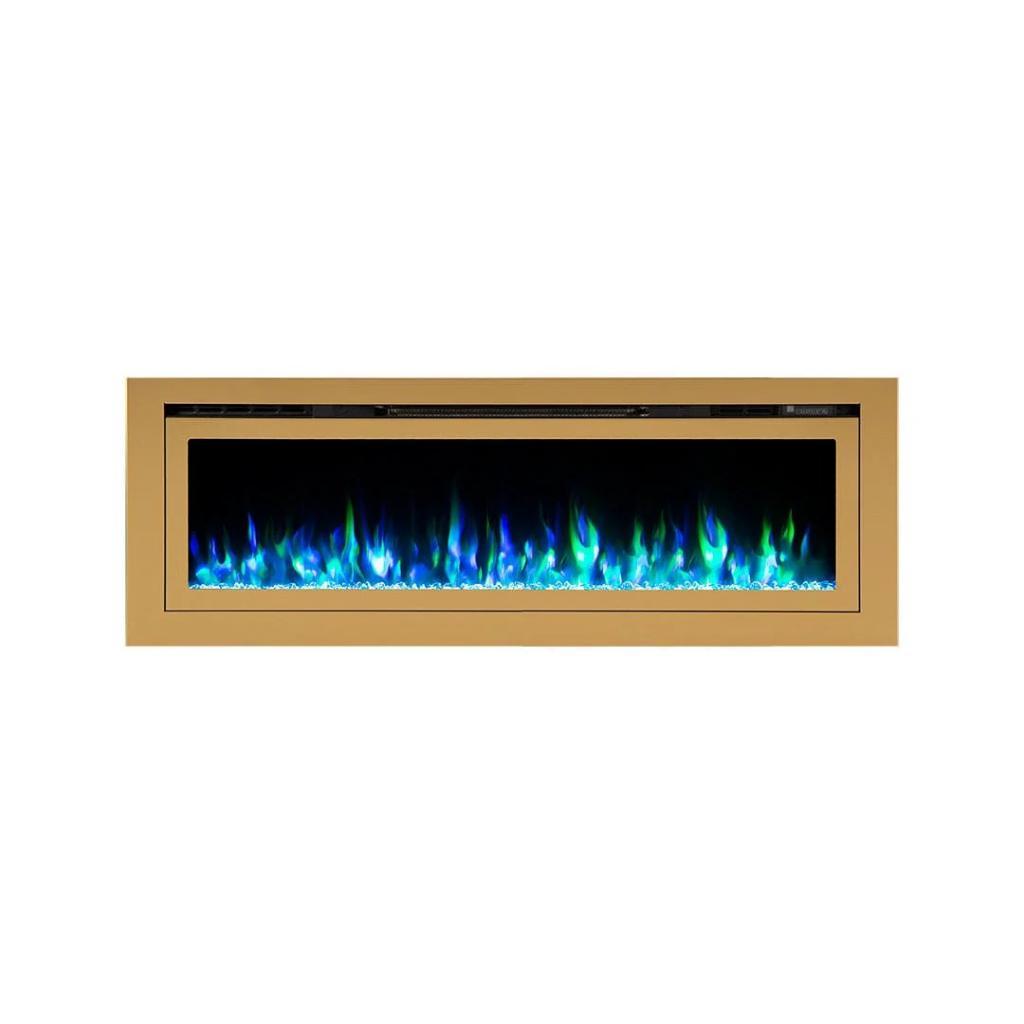 Touchstone Sideline Deluxe Gold 72" Recessed Smart Electric Fireplace