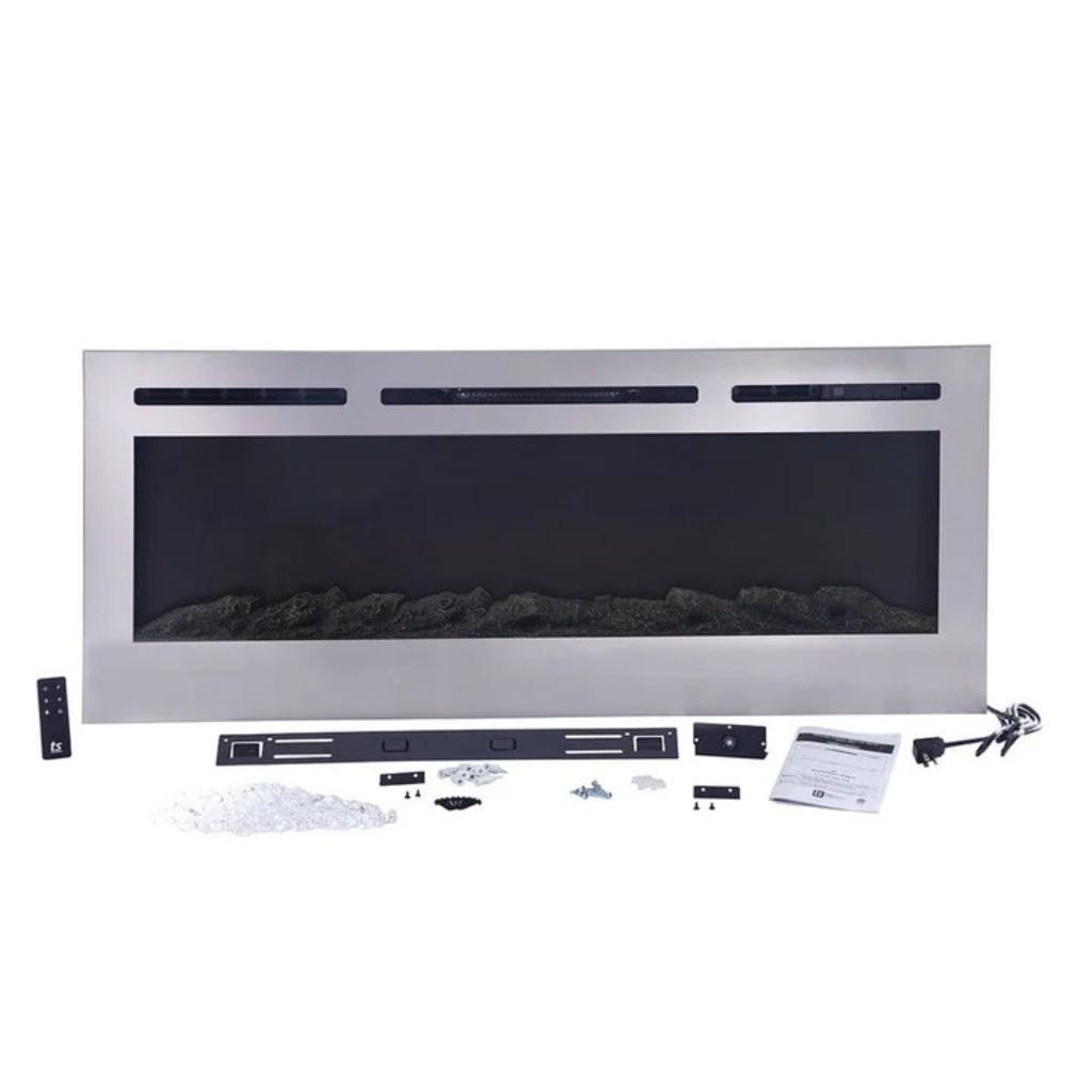 Touchstone Sideline Deluxe Stainless Steel 72" Recessed Smart Electric Fireplace