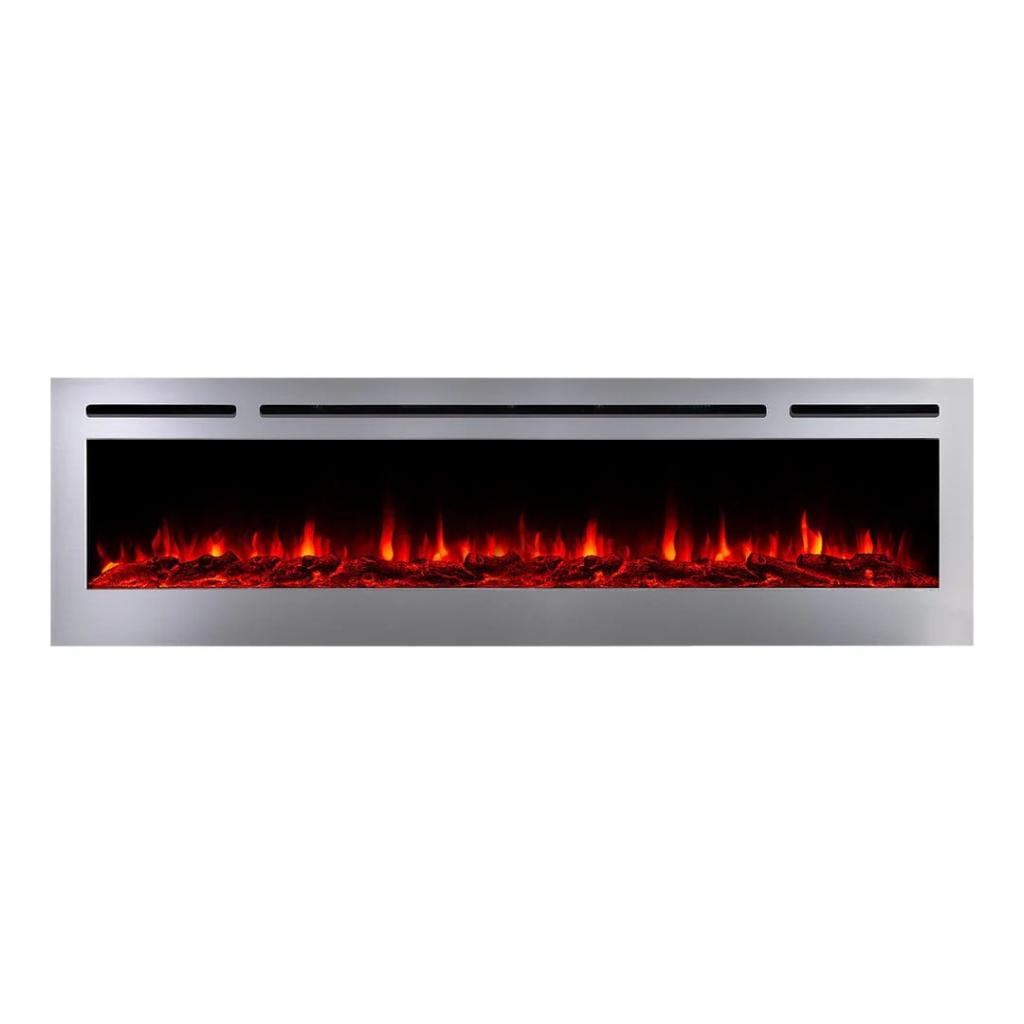 Touchstone Sideline Deluxe Stainless Steel 72" Recessed Smart Electric Fireplace