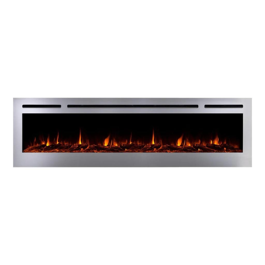 Touchstone Sideline Deluxe Stainless Steel 72" Recessed Smart Electric Fireplace