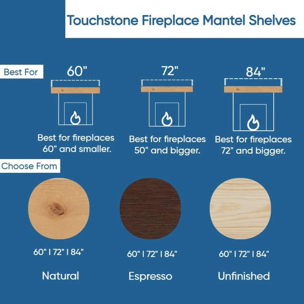 Touchstone Encase Floating Natural Electric Fireplace Wood Mantel