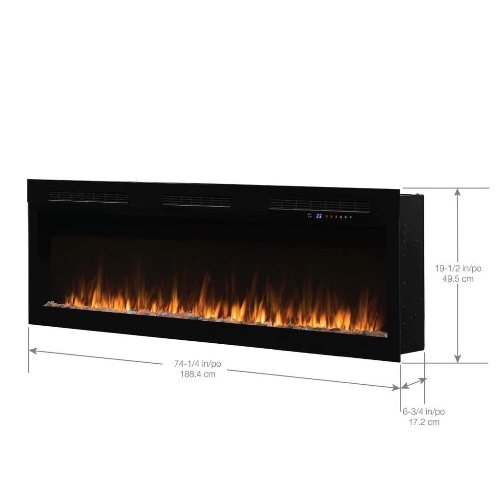 Dimplex Vital Sense 74" Linear Electric Fireplace (SEN74) - Dimensions