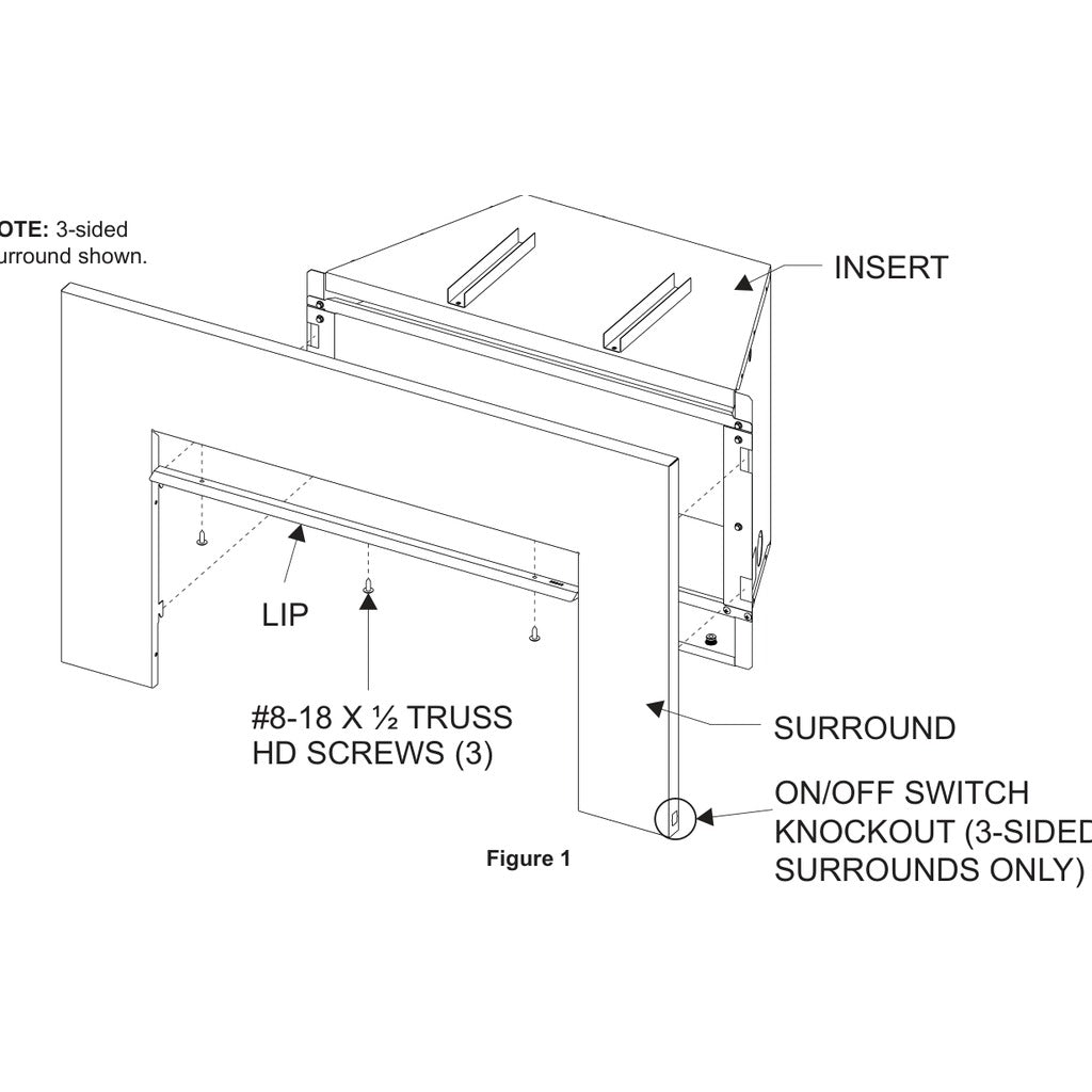 Empire 3-Sided & 4-Sided Surrounds for Small and Medium Vent-Free Insert (DS20334) — manufacturer install-manual exploded drawing