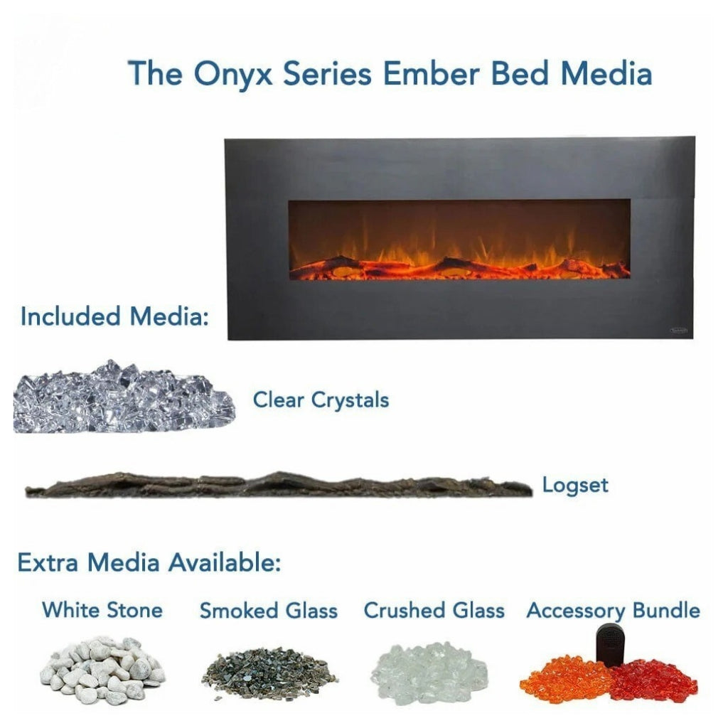Touchstone Onyx 50" Stainless Steel Electric Fireplace