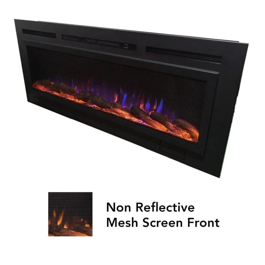 Touchstone Sideline Steel 60" Recessed Electric Fireplace with Non Reflective Mesh Screen