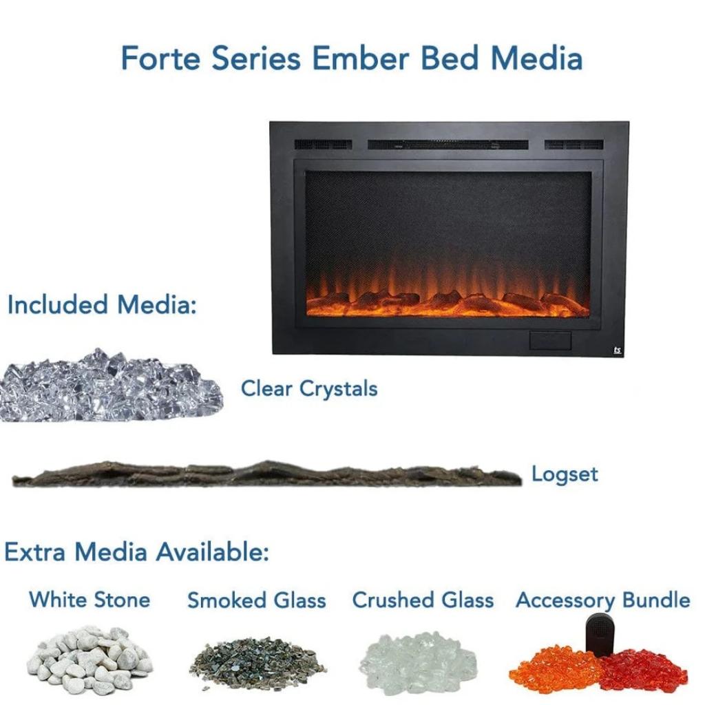 Touchstone Forte Steel 40" Recessed Electric Fireplace with Non Reflective Mesh Screen