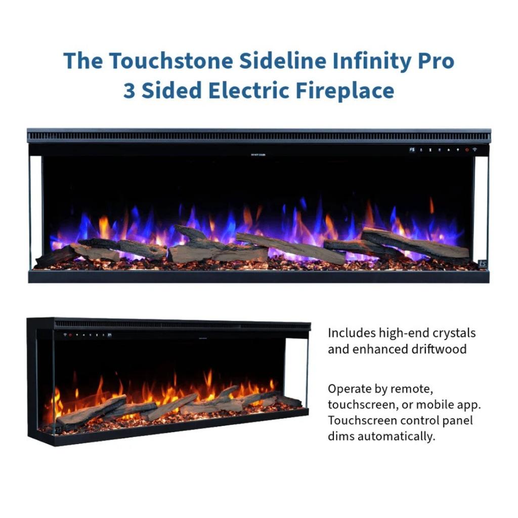 Touchstone Sideline Forte Infinity Pro 40" 3 Sided Recessed Smart Electric Fireplace