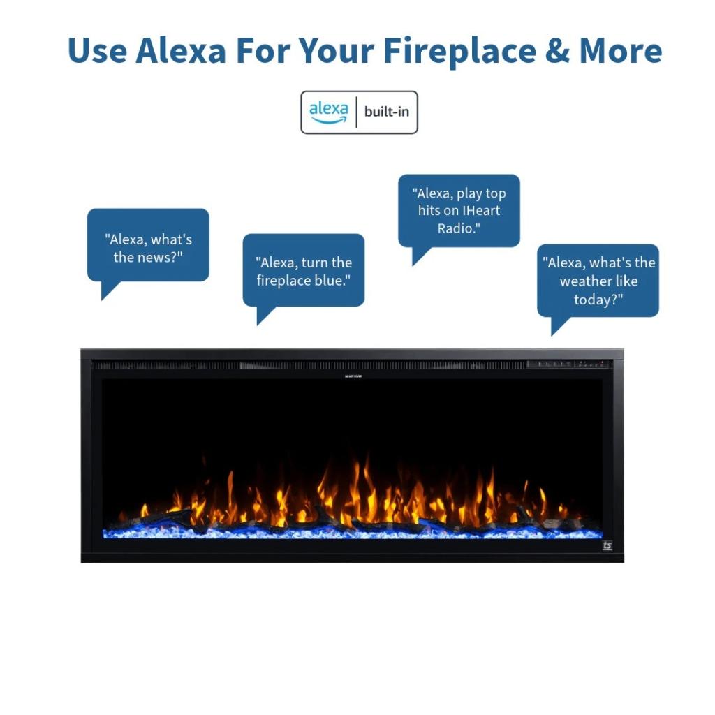 Touchstone Sideline Elite 42" Recessed Smart Electric Fireplace with Alexa Built-in