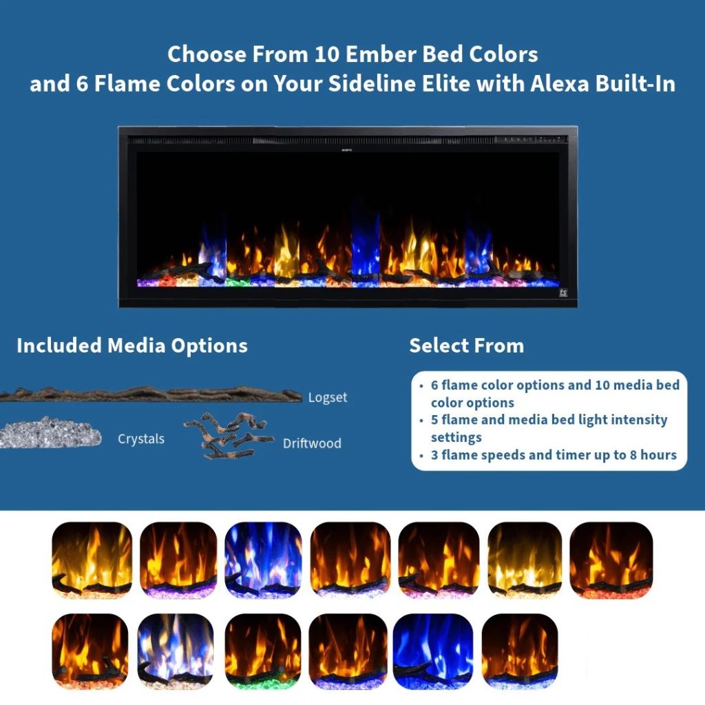 Touchstone Sideline Elite 42" Recessed Smart Electric Fireplace with Alexa Built-in