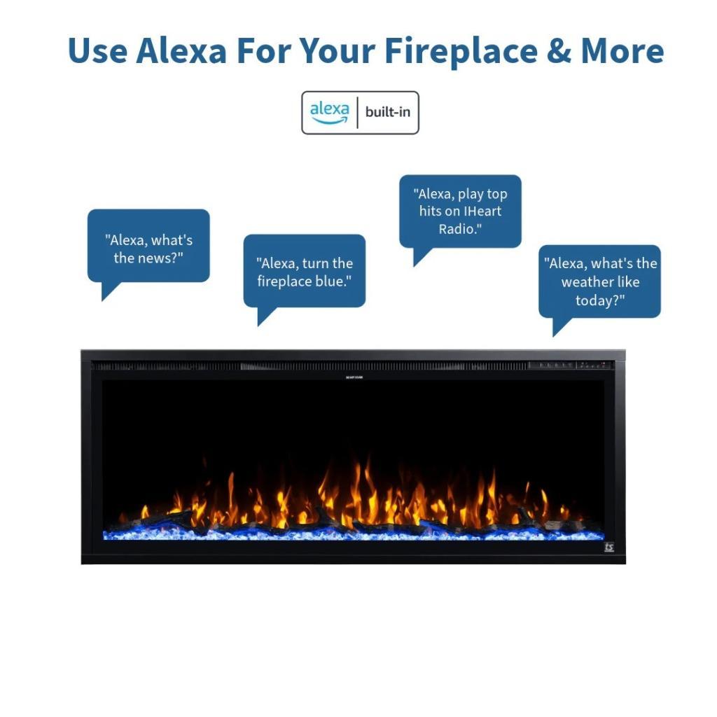 Touchstone Sideline Elite 50" Recessed Smart Electric Fireplace with Alexa Built-in