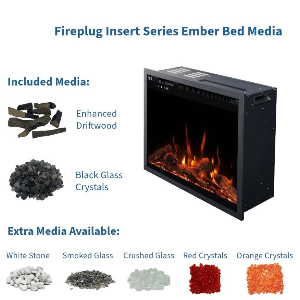 Touchstone Fireplug Pro 29" Smart Electric Fireplace Insert with Fire Crackle Sound
