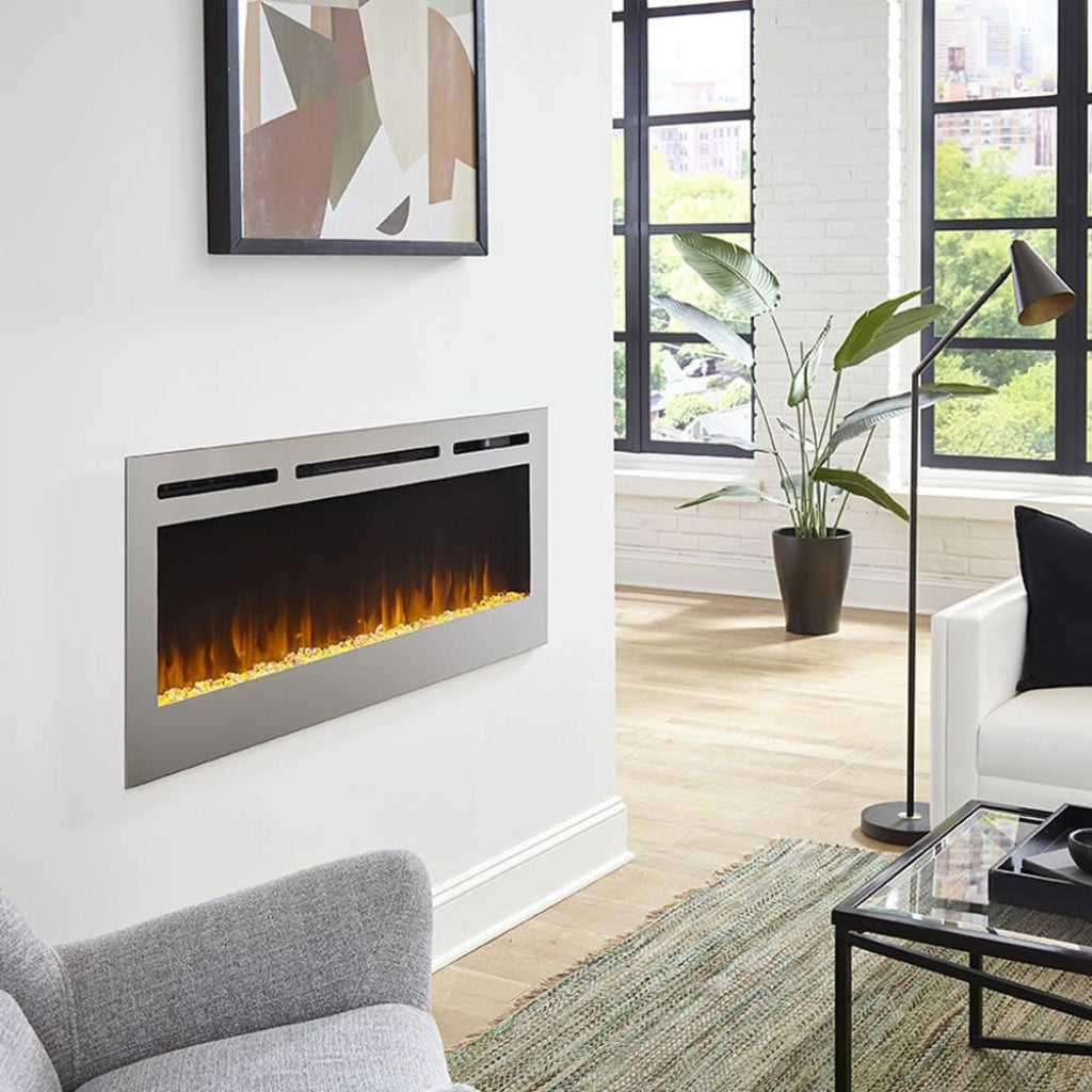 Touchstone Sideline 50" Stainless Steel Recessed Electric Fireplace