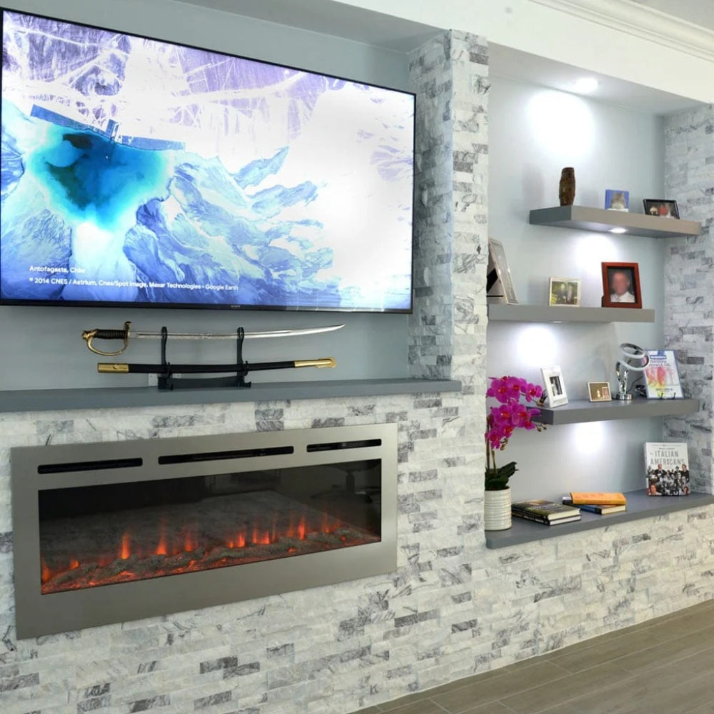 Touchstone Sideline 50" Stainless Steel Recessed Electric Fireplace