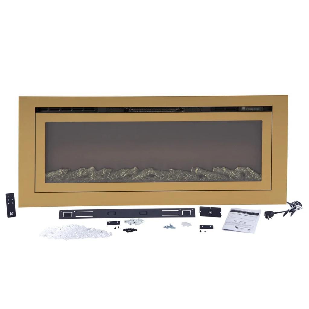 Touchstone Sideline Deluxe Gold 60" Recessed Smart Electric Fireplace