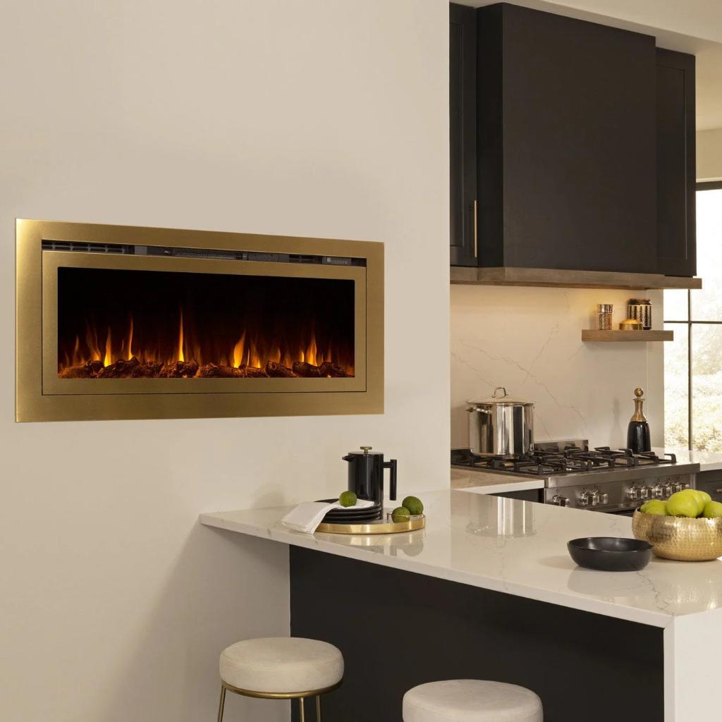 Touchstone Sideline Deluxe Gold 60" Recessed Smart Electric Fireplace