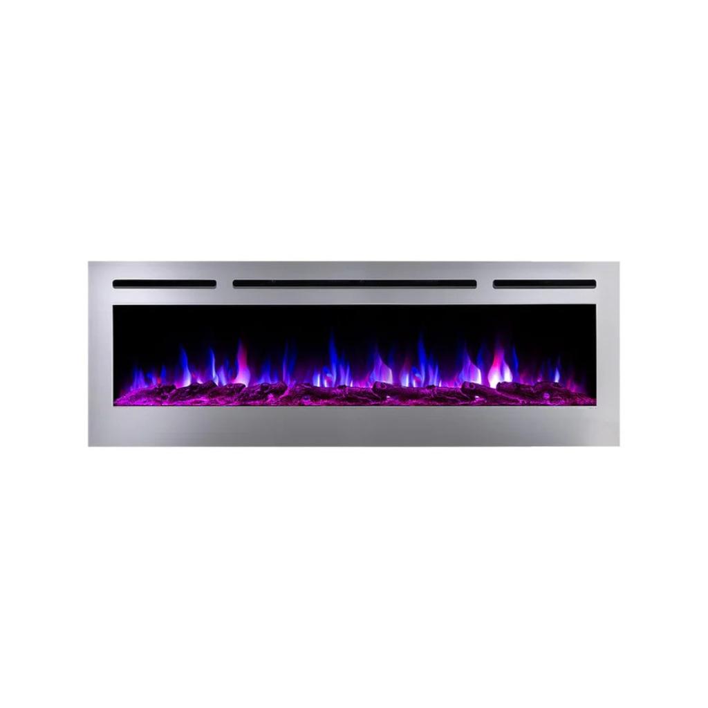 Touchstone Sideline Deluxe Stainless Steel 60" Recessed Smart Electric Fireplace