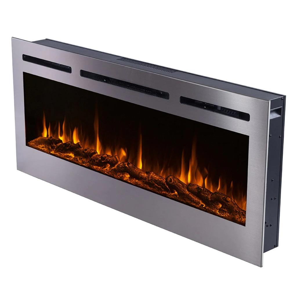 Touchstone Sideline Deluxe Stainless Steel 60" Recessed Smart Electric Fireplace