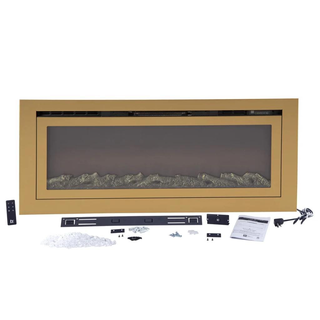 Touchstone Sideline Deluxe Gold 72" Recessed Smart Electric Fireplace