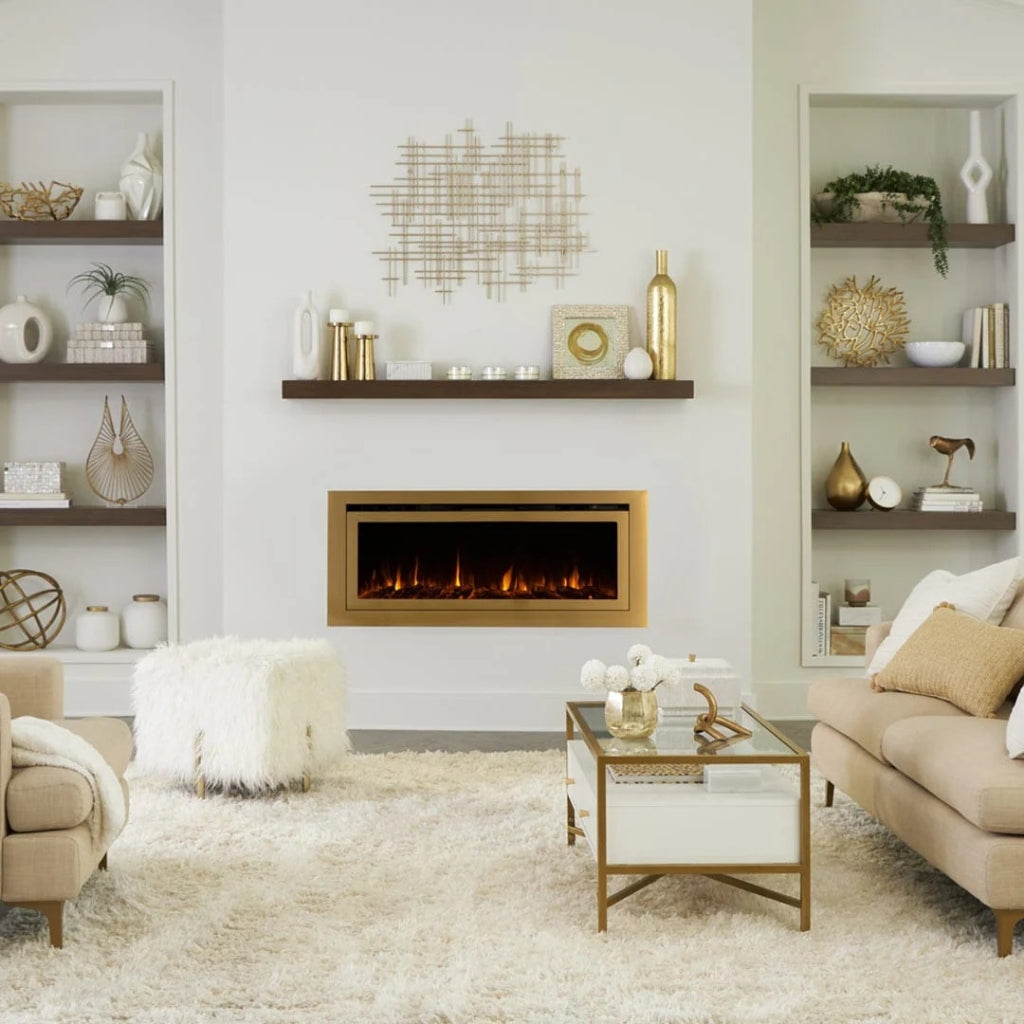 Touchstone Sideline Deluxe Gold 72" Recessed Smart Electric Fireplace