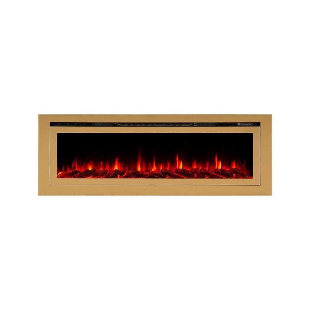 Touchstone Sideline Deluxe Gold 72" Recessed Smart Electric Fireplace