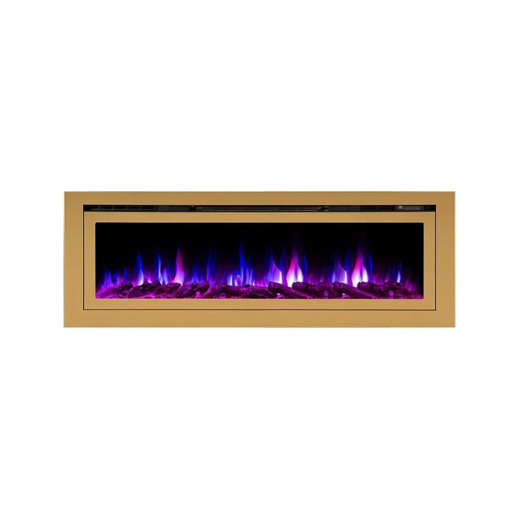 Touchstone Sideline Deluxe Gold 72" Recessed Smart Electric Fireplace