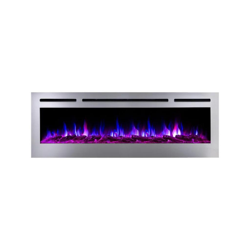 Touchstone Sideline Deluxe Stainless Steel 72" Recessed Smart Electric Fireplace