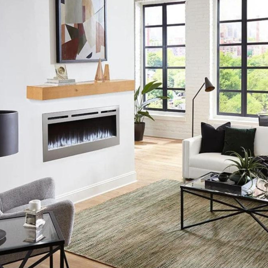 Touchstone Encase Floating Natural Electric Fireplace Wood Mantel