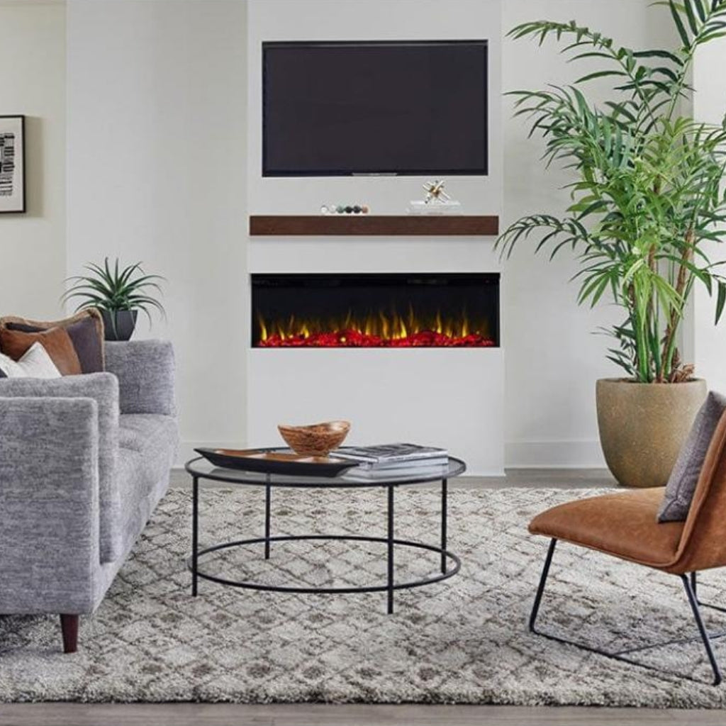 Touchstone Encase Floating Espresso Electric Fireplace Wood Mantel