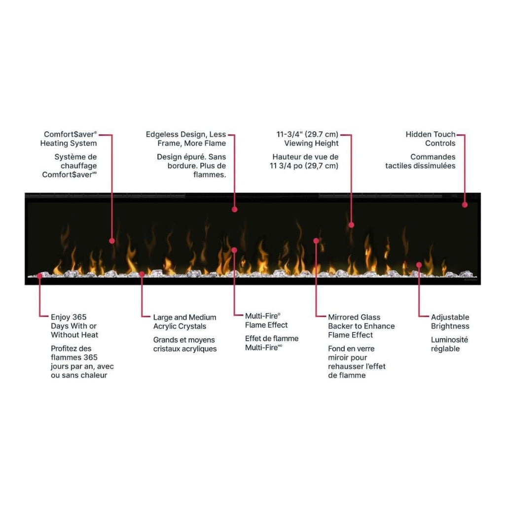 Dimplex IgniteXL 74" Recessed Linear Electric Fireplace (XLF74)