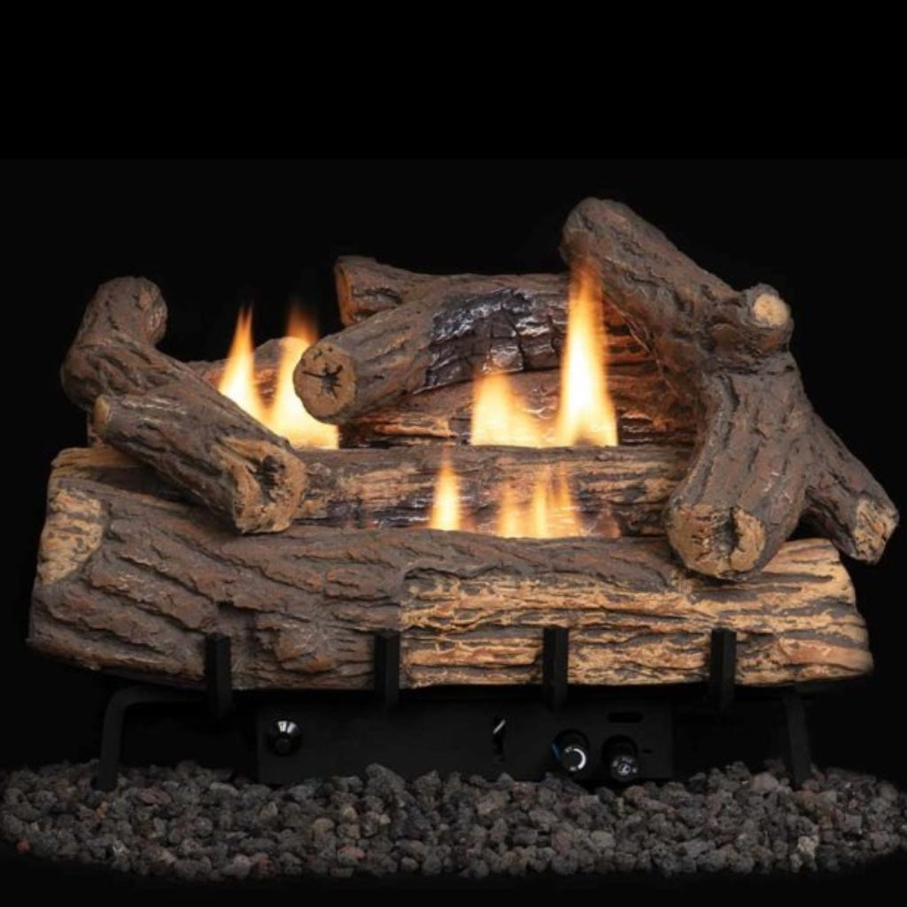 Superior Golden Oak Double-Flame 24" Ceramic Fiber Vent-Free Gas Log Set — Hero