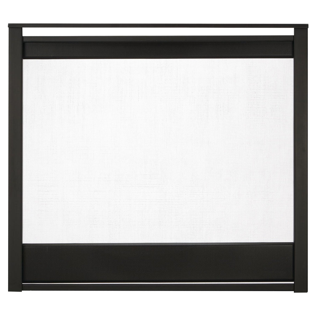Majestic Black Firescreen Front for 36" Multi-Sided Pier and See-Through Fireplaces (MSFR-36-BK) - Standalone black metal firescreen front with mesh screen, dedicated product photography (white background)