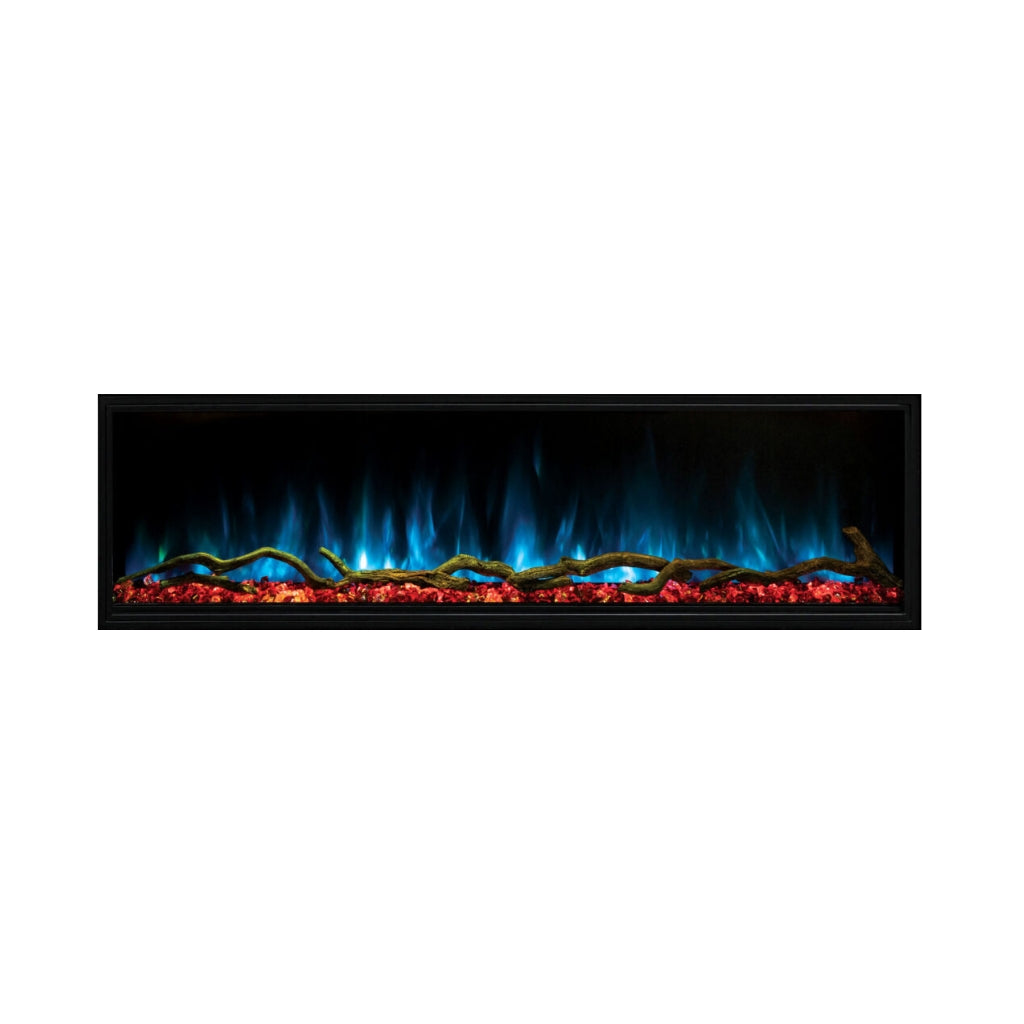 Modern Flames Landscape Pro Slim 96" Built-In Electric Fireplace — flame detail - blue flame, red ember bed