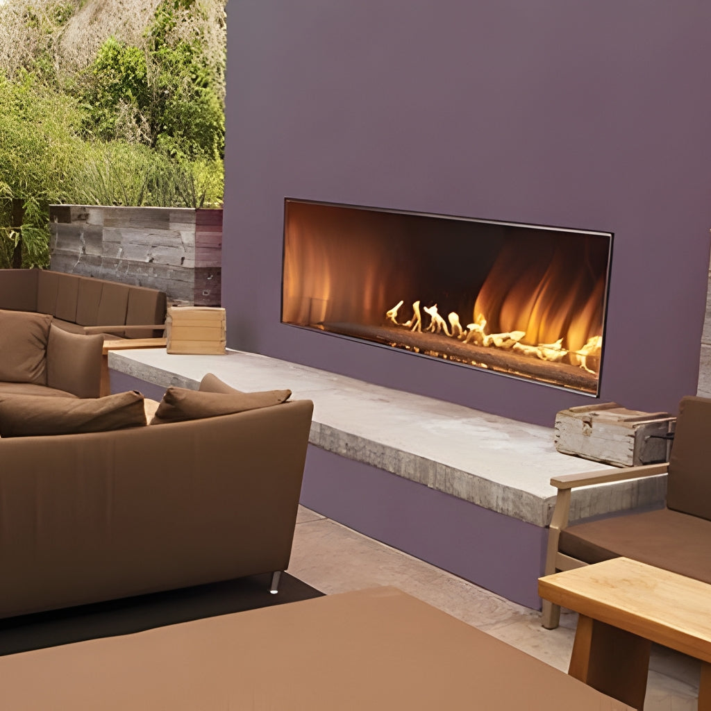 Empire Carol Rose 60" Manual Control, 70K/40K BTU Outdoor Linear Gas Fireplace – Front View