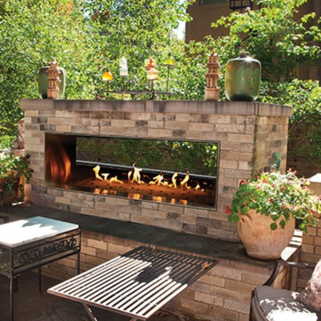 Empire Carol Rose 48" Manual Control, 55K/35K BTU Outdoor Linear See-Thru Fireplace – Front View