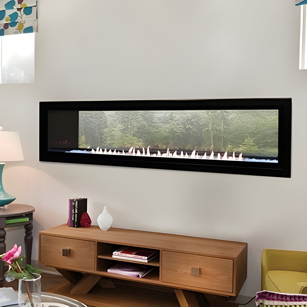 Empire Boulevard 60" Vent Free Linear See-Through Fireplace – Front View