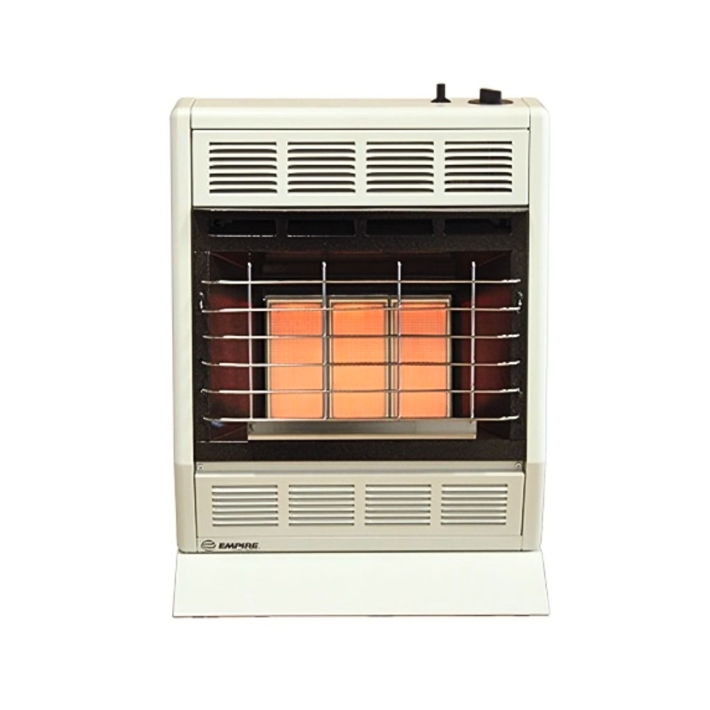 Empire 18" Hydraulic Thermostat, White 18,000 Btu, Vent-Free Infrared Heater – Front View