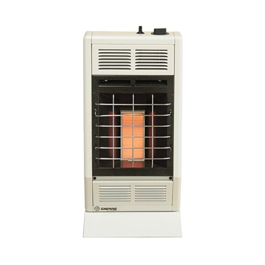 Empire 12" Hydraulic Thermostat, White 10,000 Btu, Vent-Free Infrared Heater – Front View