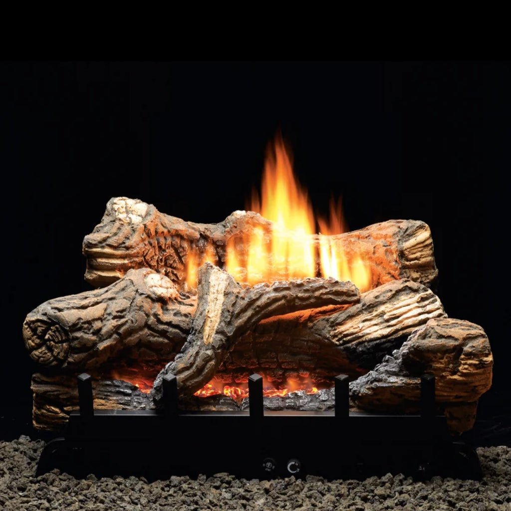 Empire Flint Hill 30" Ceramic Fiber Gas Log Set with Vent-Free Contour Burner – Front View